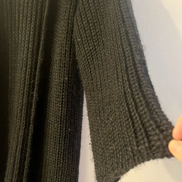 Anthropologie Long and Chunky Black Duster Cardigan with Tan Fringe (one size) - Picture 7 of 10